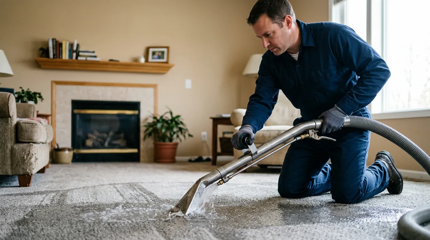 Water damage restoration technician working near Forest Park, IL